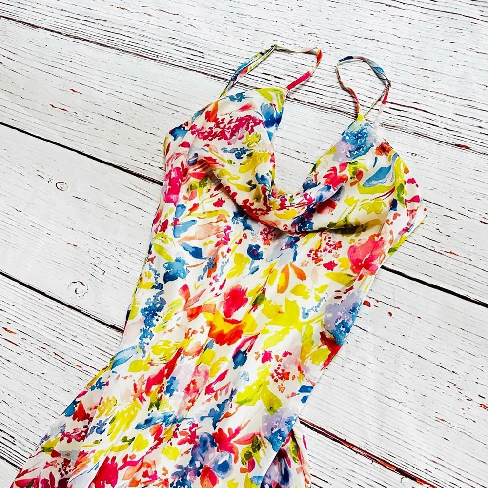 Abercrombie & Fitch Multicolor Floral Maxi Dress with Spaghetti Straps